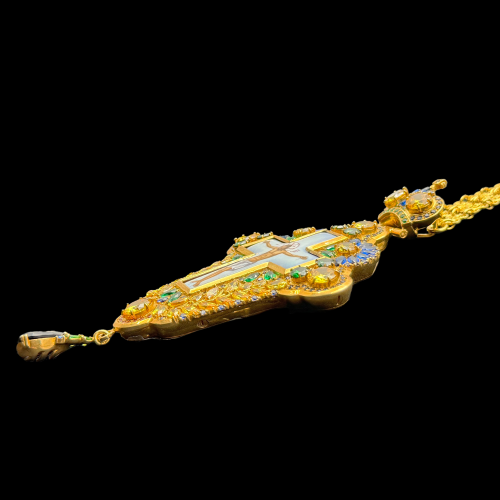 2.10.0537п-1/24п Крест наперсный из серебра 925 пробы в позолоте фото 2