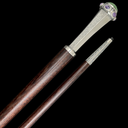 2.7.2922нр Посох серебряный с натуральными камнями