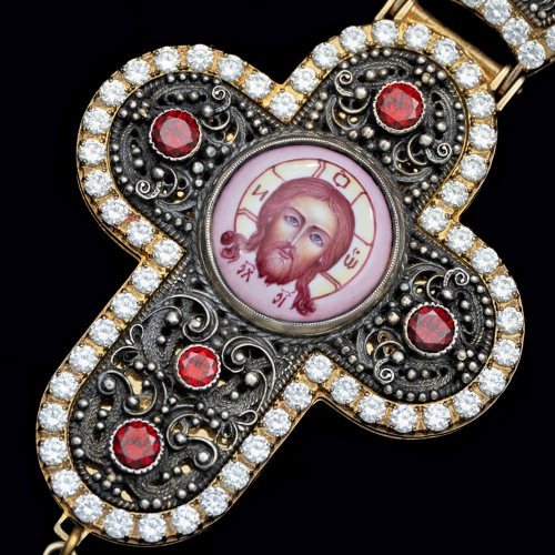 2.10.0191п-1 Крест наперсный из серебра 925 пробы в позолоте фото 5