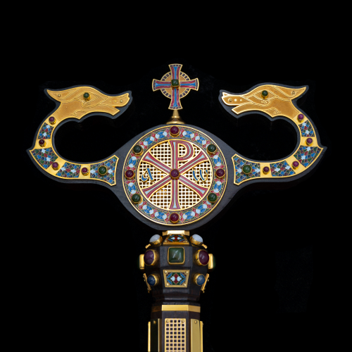 2.7.2771лнпэ Жезл архиерейский с натуральными камнями в позолоте фото 7