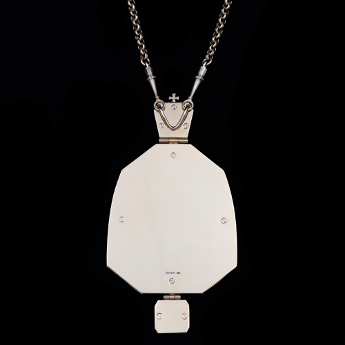 2.7.1555нп-25/112п Панагия из серебра 925 пробы в позолоте с эмалью фото 3