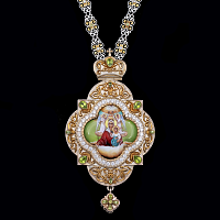 2.7.1169нф-1/97н  Панагия серебряная 925 пробы с натуральными камнями и фрагментарной позолотой 