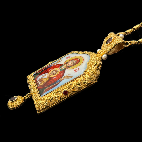 2.7.0877нп-1/73п Панагия из серебра 925 пробы в позолоте фото 6