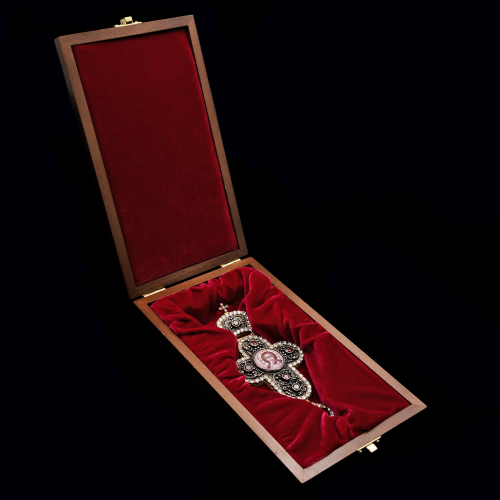 2.10.0191п-1 Крест наперсный из серебра 925 пробы в позолоте фото 2