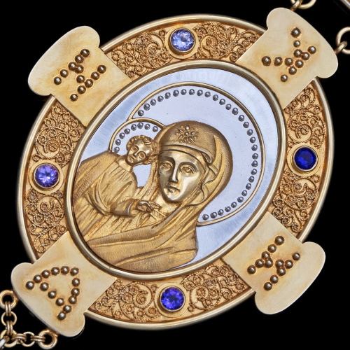 2.7.2309ф/112п Панагия серебряная 925 пробы в позолоте фото 4