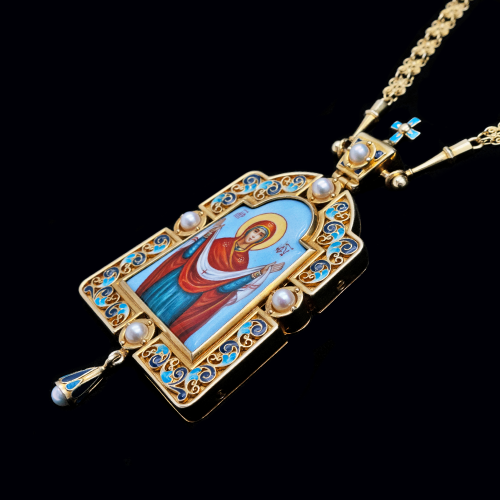 2.7.1541пэ-1/41п Панагия из серебра 925 пробы в позолоте фото 6