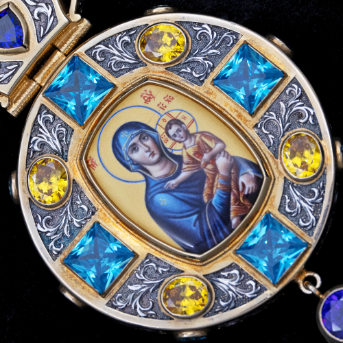 2.7.1996пр-19/120п Панагия из серебра 925 пробы в позолоте фото 5