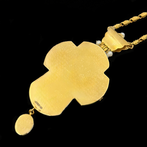 2.10.0215нп-1/73п Крест наперсный из серебра 925 пробы в позолоте фото 2