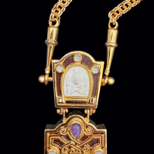 2.10.0450нпд-14/64п Крест наперсный из серебра со вставкой из дерева фото 5