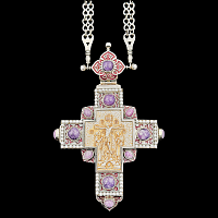 2.10.0504нргэ-14/132р Крест наперсный серебряный с Распятием из бивня мамонта