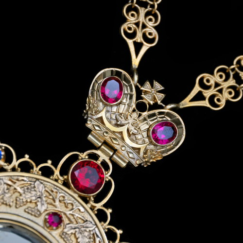 2.7.2187п-17/88п Панагия серебряная 925 пробы в позолоте фото 6