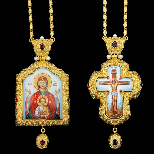 2.7.0877нп-1/73п-К Архиерейский наперсный комплект серебряный с позолотой 