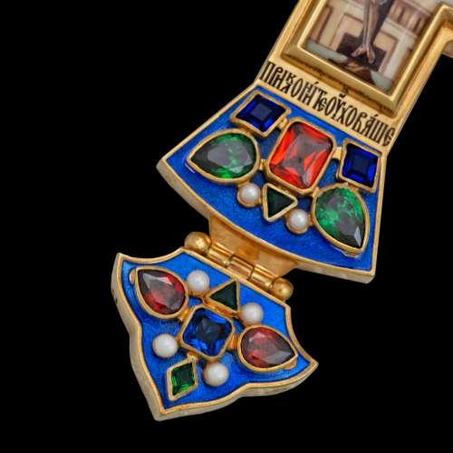 2.10.0527пэ-19/64п Крест наперсный  из серебра 925 пробы в позолоте фото 3