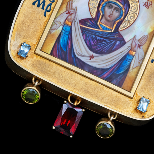 2.7.2296нп-15/112п Панагия из серебра 925 пробы в позолоте фото 4