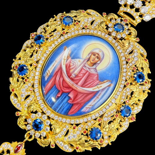 2.7.2592п-1/141п Панагия из серебра 925 пробы в позолоте  фото 3
