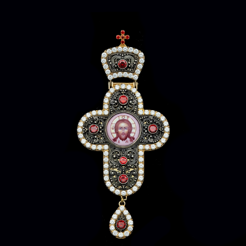 2.10.0191п-1 Крест наперсный из серебра 925 пробы в позолоте