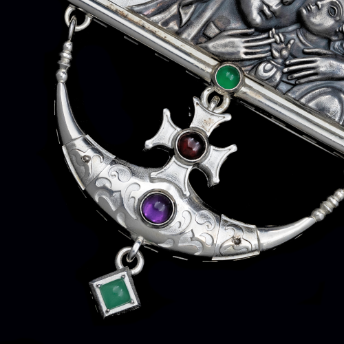 2.7.2270нр/148  Панагия серебряная 925 пробы с патинированием фото 5