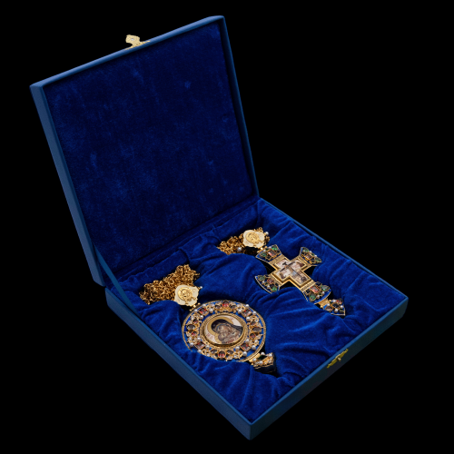 2.7.2184пэ-19/64п-К Архиерейский наперсный комплект серебряный в позолоте фото 14