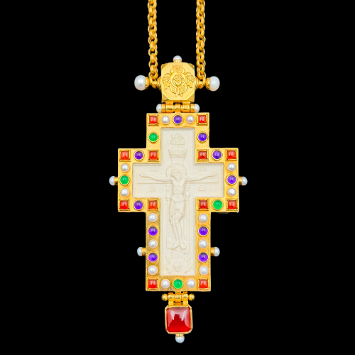 2.10.0533нп-14/112п Крест наперсный из серебра 925 пробы в позолоте