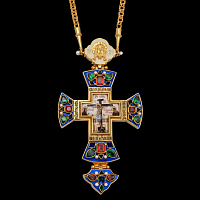 2.10.0527пэ-19/64п Крест наперсный  из серебра 925 пробы в позолоте