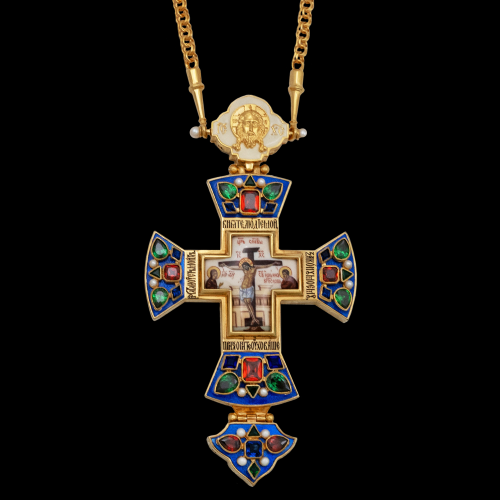 2.10.0527пэ-19/64п Крест наперсный  из серебра 925 пробы в позолоте