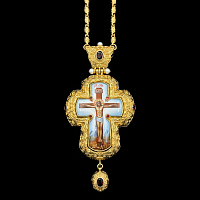2.10.0215нп-1/73п Крест наперсный из серебра 925 пробы в позолоте