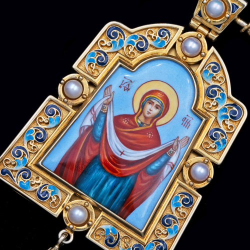 2.7.1541пэ-1/41п Панагия из серебра 925 пробы в позолоте фото 4