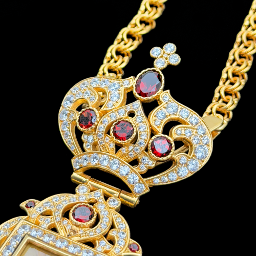 2.10.0614нп-16/1п Крест наперсный из серебра 925 пробы в позолоте фото 5