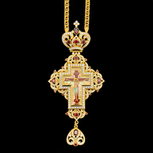 2.10.0614нп-16/1п Крест наперсный из серебра 925 пробы в позолоте