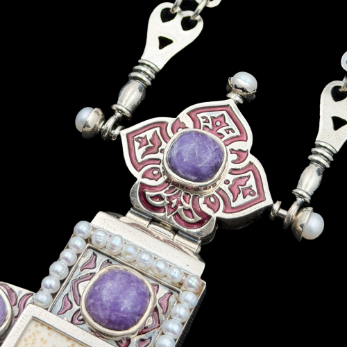 2.10.0504нргэ-14/132р Крест наперсный серебряный с Распятием из бивня мамонта фото 3