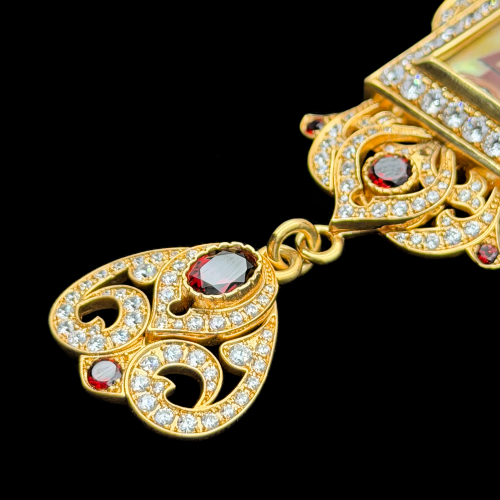 2.10.0614нп-16/1п Крест наперсный из серебра 925 пробы в позолоте фото 3