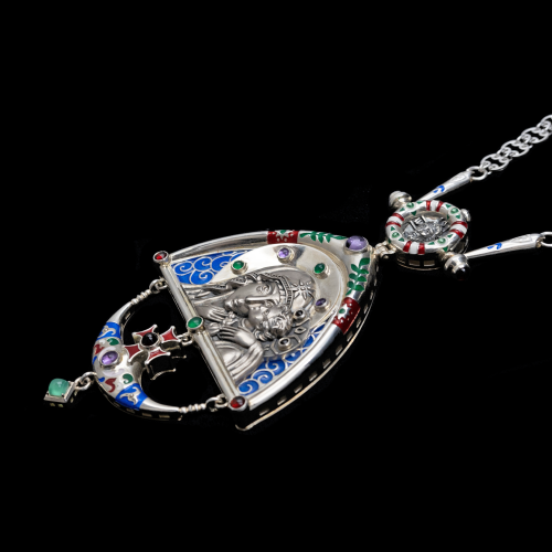 2.7.2270нрэ/148  Панагия серебряная с литьевым образом Богоматери фото 4