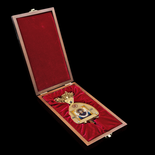 2.7.2296нп-15/112п Панагия из серебра 925 пробы в позолоте фото 2