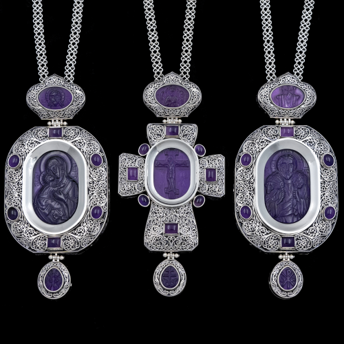 2.71854нгэ-17/63-К/3 Патриарший комплект с натуральными камням серебряный 925 пробы