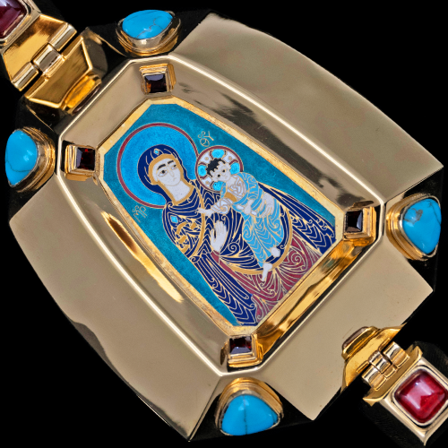 2.7.1555нп-25/112п Панагия из серебра 925 пробы в позолоте с эмалью фото 5