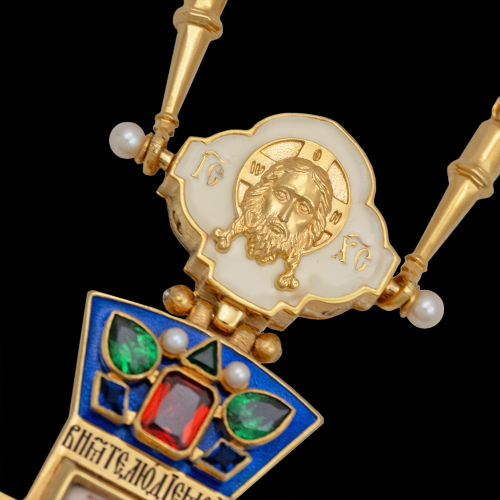 2.10.0527пэ-19/64п Крест наперсный  из серебра 925 пробы в позолоте фото 5