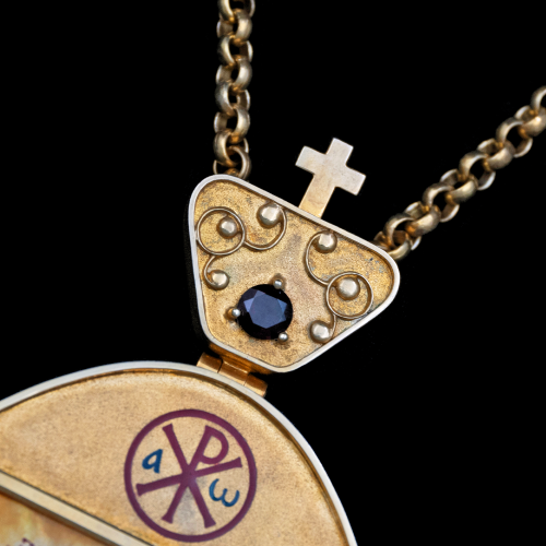 2.7.2296нп-15/112п Панагия из серебра 925 пробы в позолоте фото 6