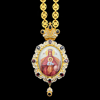 2.7.1242нф-1/98п Панагия серебряная 925 пробы с натуральными камнями