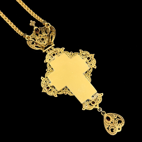 2.10.0614нп-1/1п Крест наперсный из серебра 925 пробы в позолоте фото 2