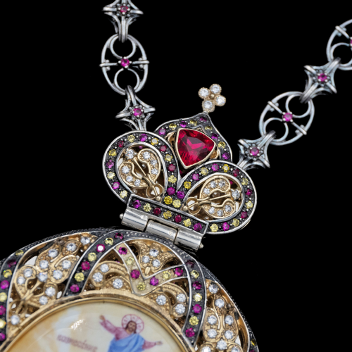 2.7.0505фр-1/44р Панагия серебряная 925 пробы фото 3